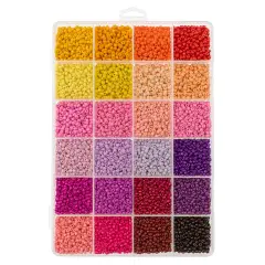 John Bead 12500pcs Assorted 24 Colors Glass Seed Beads 8/0 Jewelry Making Bead Box Warm Tone Palette
