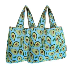 Wrapables Foldable Tote Nylon Reusable Grocery Bag (Set of 2), Set of 2, Avocado