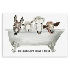 Stupell Industries Farm Animals Tub Wall Plaque Art Design by Cat Thurman Designs