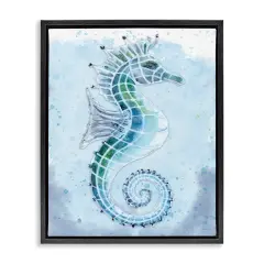 Stupell Industries Stained Glass Seahorse Framed Floater Canvas Wall Art Design by Patti Bishop