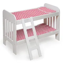 Badger Basket Doll Bunk Bed with Bedding and Ladder - White/Pink/Chevron