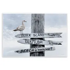 Stupell Industries Vacation Beach Signs with Seagull Wall Plaque Design by Robin-Lee Viera