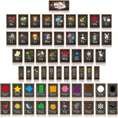 58 Pieces Educational Preschool Cards Kids Early Learning Poster Alphabet Number