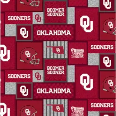 Licensed NCAA University of Oklahoma Patch Fleece OU1177 Fabric by the Yard