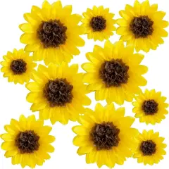 Pack of 10-Sunflower Tissue Paper Pom Poms D&eacute;cor Yellow Flowers,12" 8"