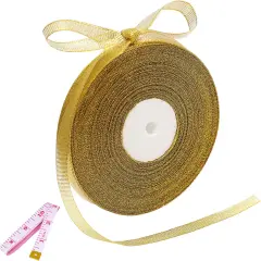 Gold Glitter Ribbon 3/8 Inch - 50 Yards