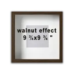 9 &frac34;x9 &frac34;" Walnut-Effect Frame with Acid-Free Mat & Plastic Front &ndash; Deep Design for Hanging or Standing, ALFTA Hook Compatible