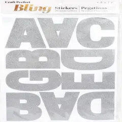 Craft Perfect Glitter Alphabet Sticker Sheet 2IN-Silver