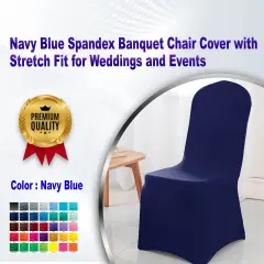 Navy Blue Spandex Banquet Chair Cover with Stretch Fit for Weddings and Events