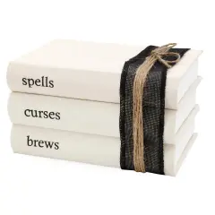 Halloween Faux Witches Book Stack Decor with Burlap Ribbon
