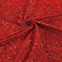 1 Yard Metallic Lame Confetti Sequins Spandex Fabric Stretchy Polyester 58-60 inches width Red