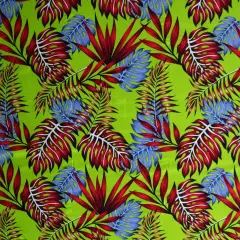 1 Yard Monstera & Split Leaves Rayon Poplin Fabric 44/45" Wide Lime Green