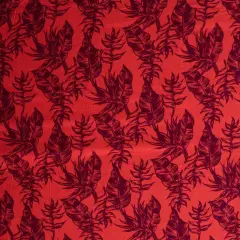 1 Yard Hammock Fern Banana Leaf Rayon Poplin Fabric 44/45" Wide Red