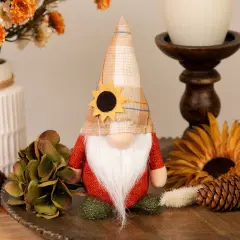 Northlight Fall Harvest Gnome with Sunflower Hat Decoration - 7.5" Orange