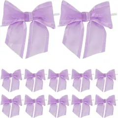 Purple Bows for Crafts 4" Lavender Bows with Twist Ties Premade Lilac Bows Pre Tied Organza Bows for Treat Bags, Easter's Day, Cake Pop,Gift Wrapping,Baby Shower,Wedding Favor -12 Counts