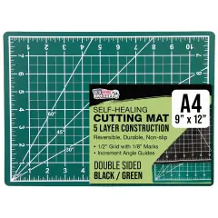 9" x 12" Self-Healing Cutting Mat 5-Ply - Double-Sided Green/Black Craft Mat, Non-Slip Cutting Mats for Crafts, Sewing, Quilting, Scrapbooking