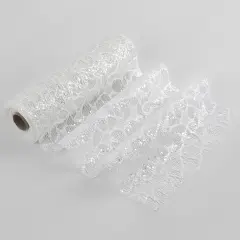 White Glitter Mesh Star Web Ribbon 10 Inch Wide by 10 Yards Roll White Mesh Fabric Ribbon Decorative Mesh White Mesh Ribbon