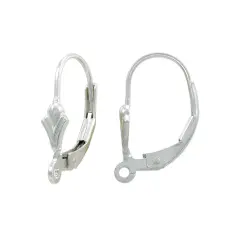 JewelrySupply Lever Back Earring with Fleur de Lis 16mm 925 Sterling Silver