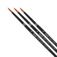 Creative Mark Beste Golden Taklon Bushy Round #4 - 3 Pack Artist Paint Brush, Professional Watercolor Brushes, For Acrylic Painting, Short Handle, Sharp Edges, Hand-Tied & Shaped