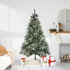 Northlight Real Touch&trade;️ Pre-Lit Medium Sierra Fir Artificial Frosted Christmas Tree - 6.5' - Warm Clear LED Lights Green