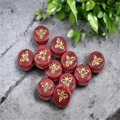 *12* 12mm Gold Washed Red Opaline Bee Coin Beads