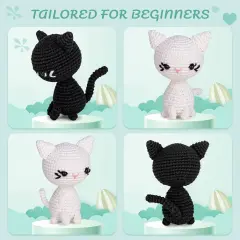 Crochet Kit for Beginners, Crochet Starter Kit with Step-by-Step Video Tutorials, Crochet Animal Kits for Adults Kids, DIY Craft Supplies (Magical Cats)