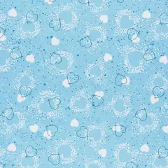 Mook Fabrics Hearts Adored Printed PUL Fabric [60 in. Wide] - By The Yard Blue