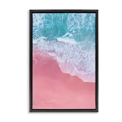 Stupell Industries Pink Surf Tide Framed Floater Canvas Wall Art Design by Nataly White