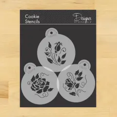 Roses are Red Cookie Stencils | C809 by Designer Stencils | Cookie Decorating Tools | Baking Stencils for Royal Icing, Airbrush, Dusting Powder | Reusable Plastic Food Grade Stencil for Cookies | Easy to Use & Clean Cookie Stencil