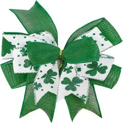 Clover Patrick's Day Wreath Bow Green Shamrock Irish Holiday DIY Crafts Gift Ribbon Bow Ornaments