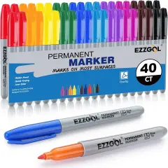 40 Pack 10 Colors Fine Tip Permanent Markers, Each Color With 4 Pack Waterproof Markers, Premium Smear Proof Pens, Quick Drying, Office Supplies for School, Office, Home