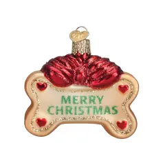 Old World Christmas 2.5 Inch Dog Treat Christmas Tree Ornament , Christmas Decor Pets Dog Puppy Bone Gold