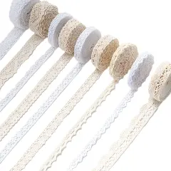 Ribbon Lace 45 Yards Vintage Ribbon Cotton Lace Ribbon Craft Lace Crochet Sewing Lace for Gift Package Wrapping, Bridal Wedding Decoration, Scrapbooking Supplies (Beige+White)