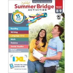 Summer Bridge Activities 8th to 9th Grade Workbooks All Subjects, Middle School Books With Math, Language Arts, Reading Comprehension, Science, Social Studies, Fitness, Flash Cards, eBook, and More