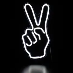 Northlight LED Peace Sign Hand Neon Lighted Wall Art - 15" - White