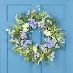 Northlight Eucalyptus, Hyacinths and Hydrangea Fern Spring Wreath - 26" Blue