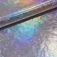 Cobra Foil Printed Stretch Velvet Fabric Snow White/Silver