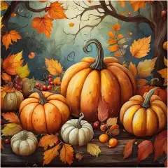 Fall Diamond Painting Kits for Adults, Pumpkin Halloween Diamond Art Kits, 5D DIY Full Drill Round Gem Art, Paint with Diamond Beads Craft Home Wall Decor