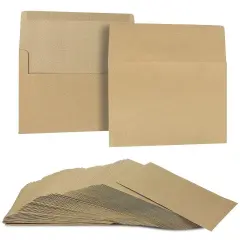A7 Envelopes for Invitations - 100-Count A7 Invitation Envelopes Bulk, Kraft Paper Envelopes for 5 x 7 inch Photos Wedding, Baby Shower, Party Invitations, Square Flap, Brown, 5.25 x 7.25 inches