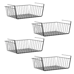4pcs Stackable Shelf Hanging Basket Organizer, Black