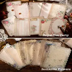 60 Sheets Lace Edged Scrapbook Stationery Paper Assorted Set - 6 Pack Vintage Paper for Letter Writing Scrapbooking Embellishments Planner Bullet Junk Journal Supplies Collage Background 4.9x6.9 Inch