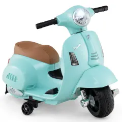 Plastic Licensed Kids Ride-On Motorcycle Vespa with LED Headlight and Horn Sound Green