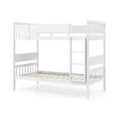 Wooden Twin Over Twin Convertible Bunk Bed with Guardrails and Under-bed Storage White