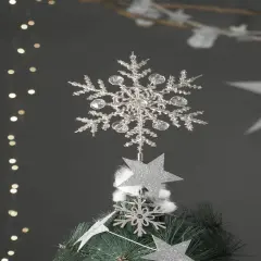 Snow Tree Topper - Silver - 7" x 2" x 11"