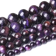 Natural Purple Tiger Eye Beads Round Loose Stone Beads Energy Gemstone Healing Power for Jewelry Making 1 Strand 6mm 60pcs