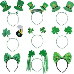 9PCS St Patricks Day Headband,St.Patrick'S Day Green Shamrock Clover Headband for Women Girls Hair Accessories Headwear