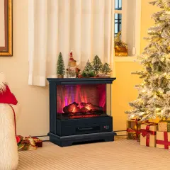 27 Inch Freestanding Fireplace with Remote Control Black