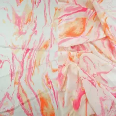 1 Yard Bubble Satin Marble Print Woven Fabric Soft Durable Drapery Use 58/59" Width IVORY/PINK