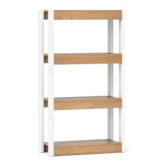 4 Tier Bookshelf Wooden Bookcase with Dual Anti-Tipping Kits Perfect for Living Rooms, Bedrooms Or Studies Natural