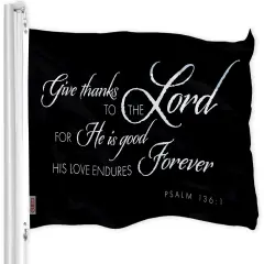 G128 Give Thanks to the Lord Scripture Bible Verses Flag | 3x5 Ft | LiteWeave Pro Series Printed 300D Polyester | Indoor/Outdoor, Vibrant Colors, Brass Grommets